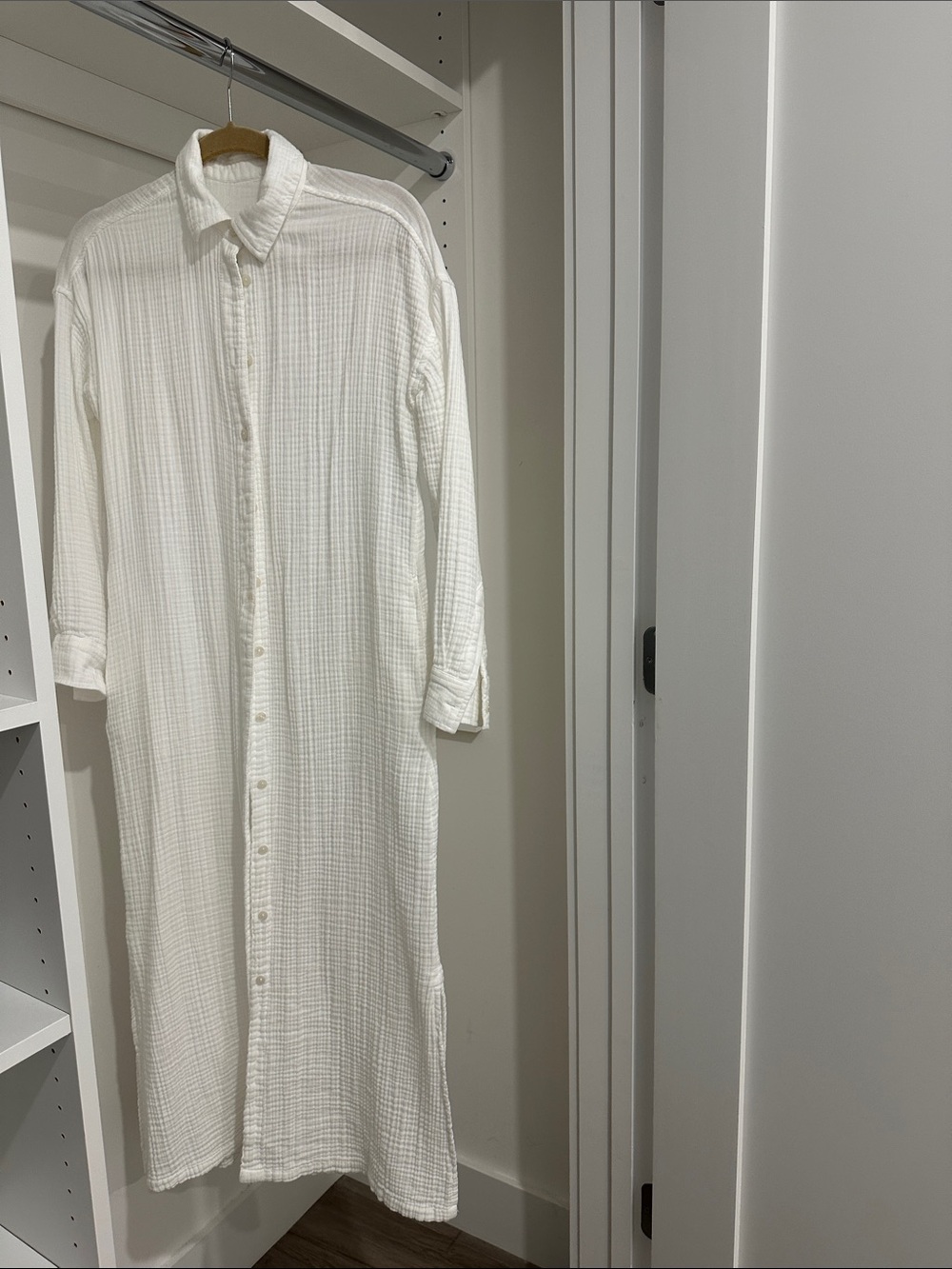 Women's White Button-Down Shirt Dress - Casual Longline